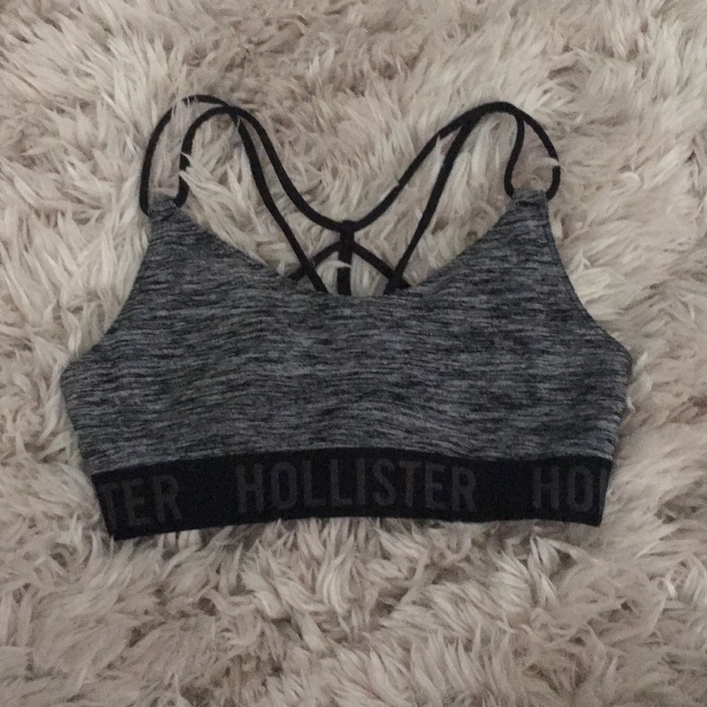 Hollister xs strappy black and gray sports bra